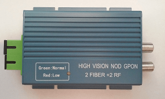 Mini receptor pt GPON -intra fibra, iese fibra + 2 iesiri RF x 82 dB