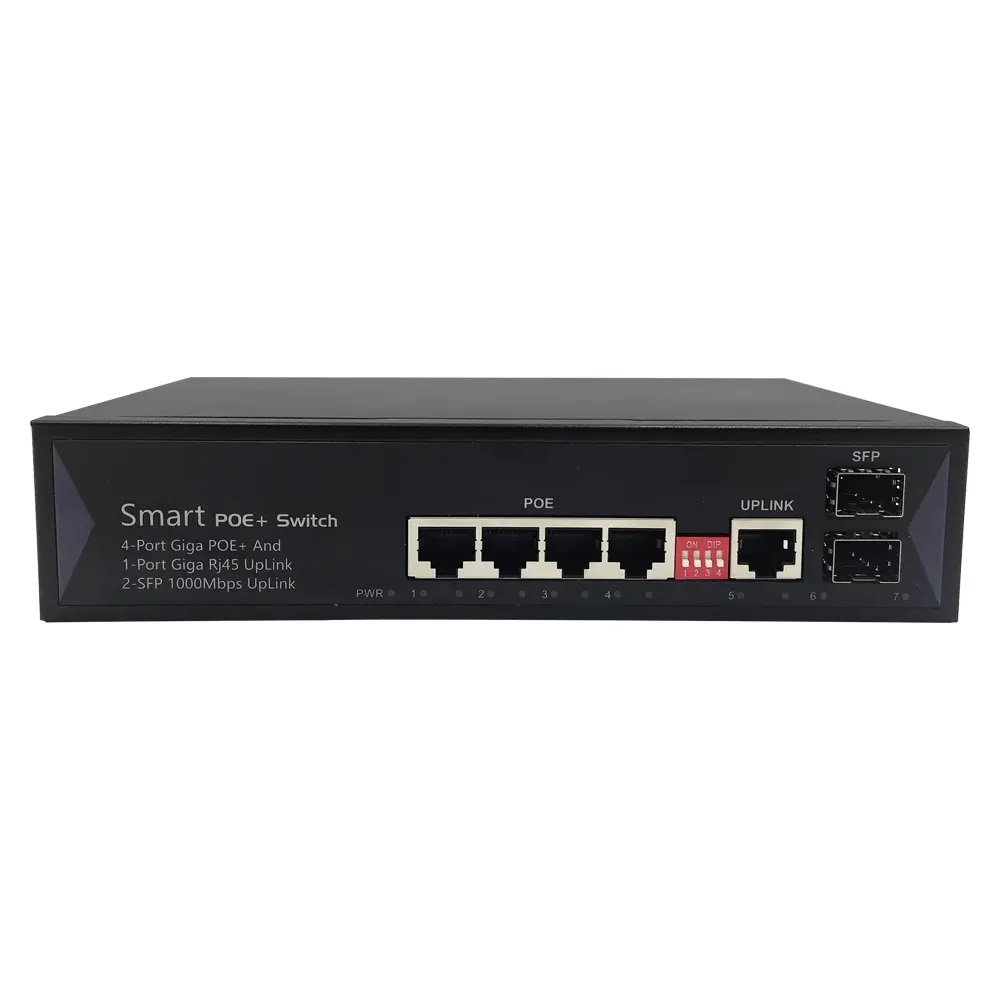 Mediaconvertoare WDM 2 Port SFP + 4 RJ45 GIGABIT POE + 1 UPLINK GIGABIT, MC2F4POE